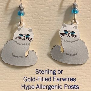 Sienna Sky White Cat Pierced Earrings